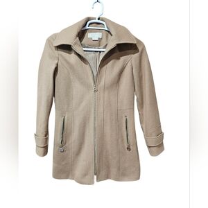 Michael Michael Kors Camel Wool Blend Coat Women’s Small – Zip Front‎ Hooded